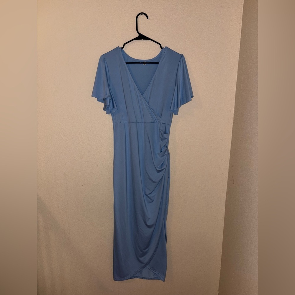 Maternity sky Blue Draped Midi Dress